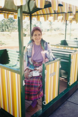 Meheru at the Big Pinapple tourist train June 1993 near Avatars Abode