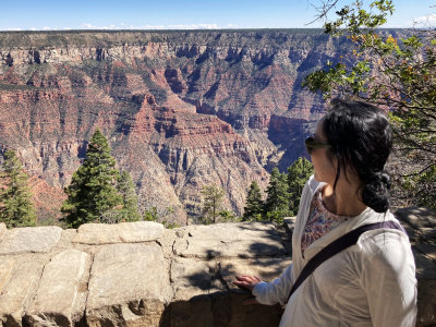 Phuong in awe at Grand Canyon, north rim