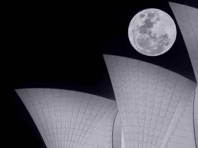 Opera House and Moon