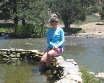 Caroline Harkness at the Hot Springs on the East Fork of the Carson