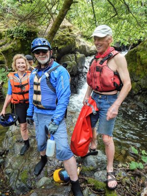 Larry Hazen, Gary Rollinson, and Caroline Harkness at American Creek Falls 