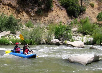 Emma and Ella having Bested the S-Turn on Cache Creek