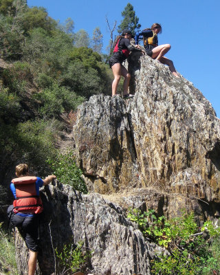 Emma and Ella Muchison atop the Middle Fork's Jumping Rock