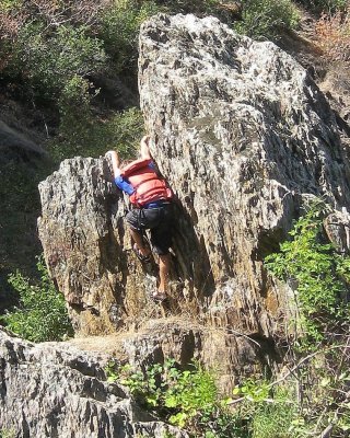 Dan Schmelter Climbing the Middle Fork's Jumping Rock