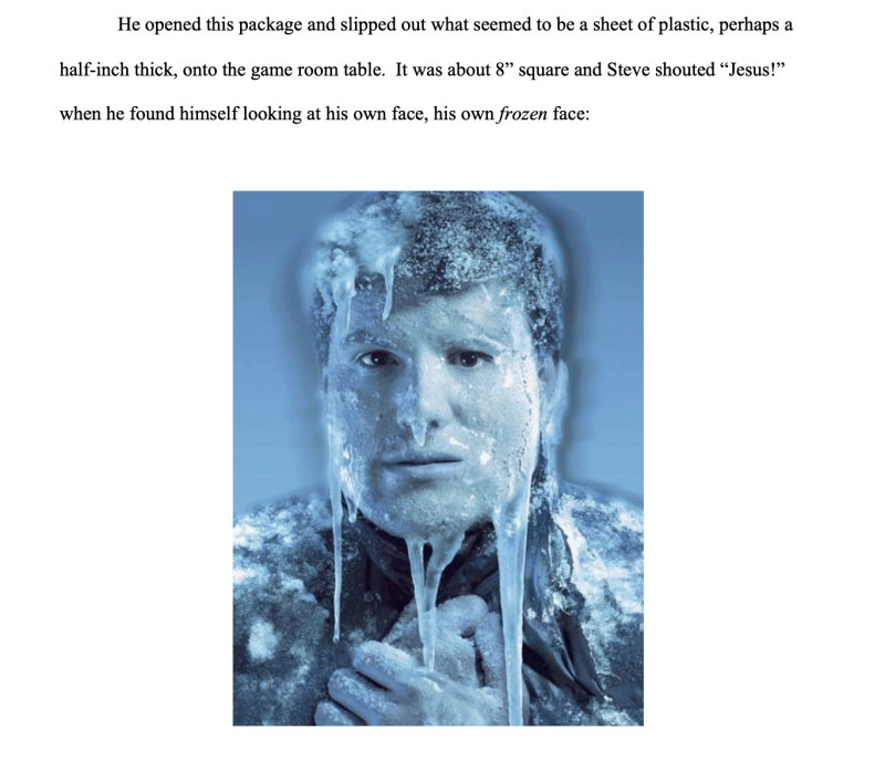 Steve receives his own face, in resin
