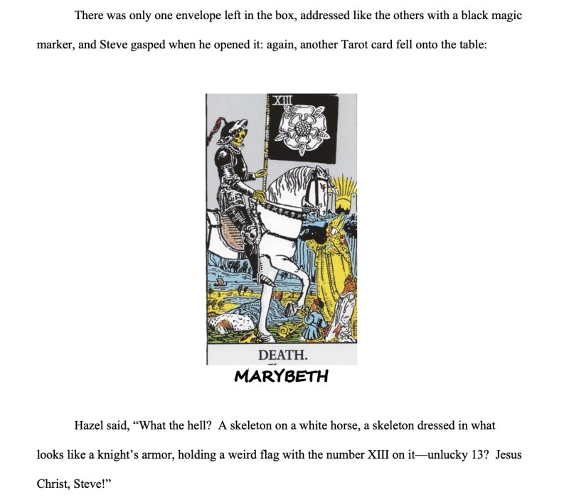 MaryBeth (and others) get the DEATH card