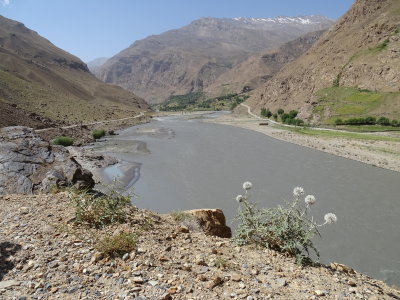 This is the river that forms the border, and we followed it for several days!
