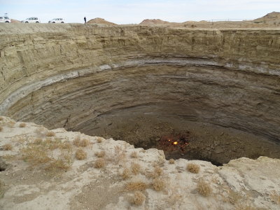Another crater; it turns out several of them are still burning.