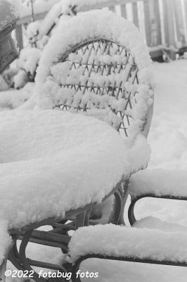 Donut of Snow on Patio Table