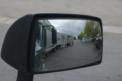 Looking back in the front rear view mirror
