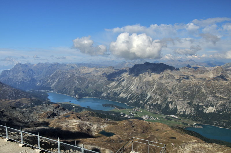View into the Engadin valley from Corvatsch