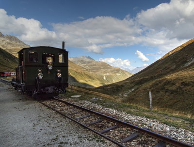 Its getting dark at the Furka summit tunnel