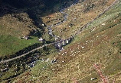 DFB track on Furka pass with Steinstafel viaduct