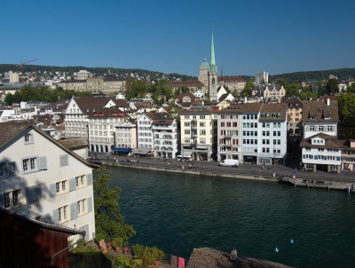 View from Lindenhof onto Limmat river and old part of the city