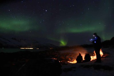 NORTHERN LIGHTS WITH A CAMP FIRE