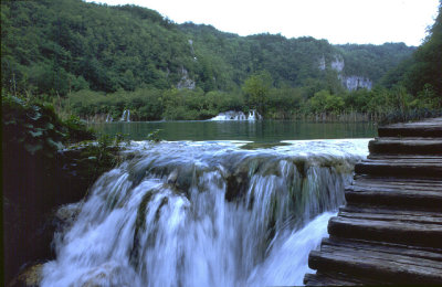 slippery steps,Lakes of Plitvice