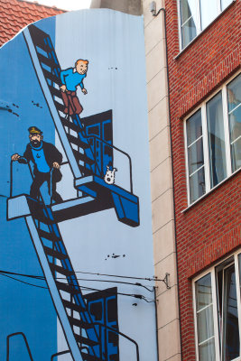 Une fresque de Tintin, Milou et le Capitaine Haddock