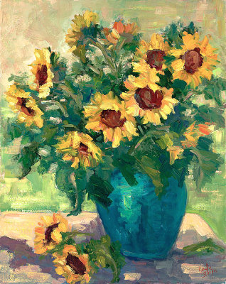 #23 - Sunflower in Blue Vase 30x24.jpg