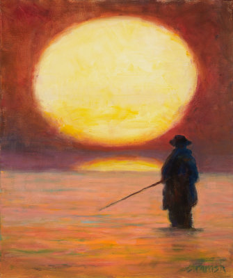 Fisherman in Sunset 