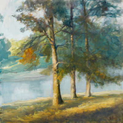 Trees By Pond 36x36 