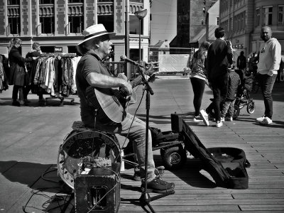 Busker at the square
