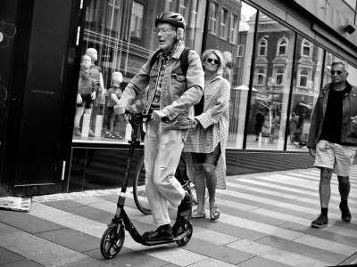Grandfather on scooter