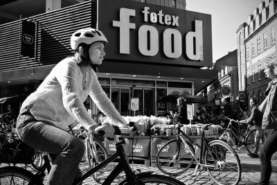 Biking in food street