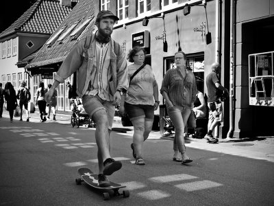 Skateboarder in town