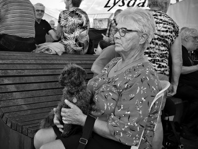 Lady and dog at jazz festival