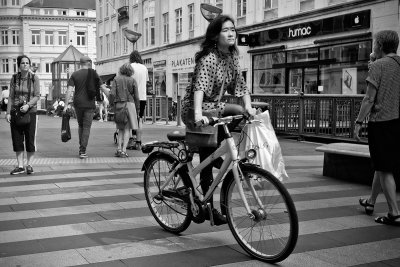 Shopper on bike