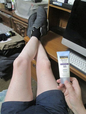 Not too greasy sunscreen, but it's still a hassle. Maybe I just won't wear shorts much this Summer. 