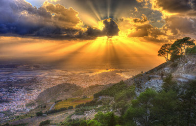 Sunset over trapani and Marsala