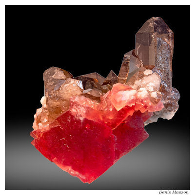 Fluorite rose et Quartz fum.