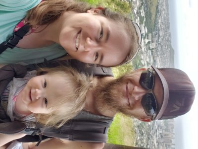family portrait overlooking Honolulu