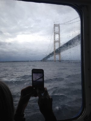 Bridge through boat window