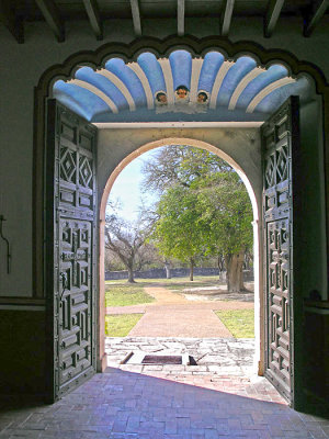 Looking out chapel entrance 