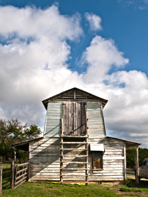 Front of horse barn at bar O ranch