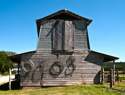 Back of horse barn at bar O ranch