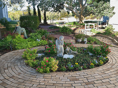 Garden with angle statue