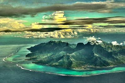 Island of Moorea, in the South Pacific *tone mapped*