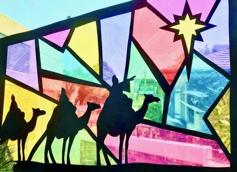 Cellophane stained glass, Aged Care Home, Melbourne 2019