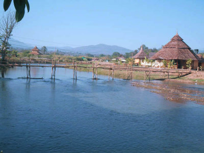 Afternoon view of bamboo bridge