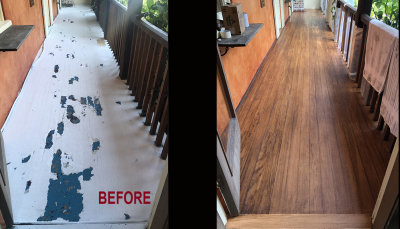 WOOD GRAINING ON FLOOR -  before and after
