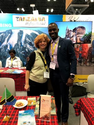 Connecting with Godfrey from Tanzania at the NY Times Travel Show