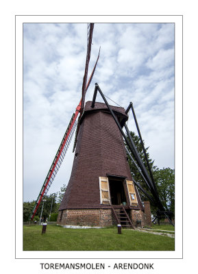 Focus on Octagonal windmill Toremansmolen in  Arendonk