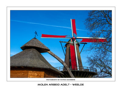 Focus op stenen stellingmolen Arbeid Adelt in Weelde