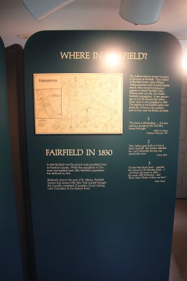 Sign explaining where Fairfield, Vermont is located.