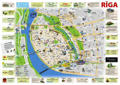 Tourist map of Riga.