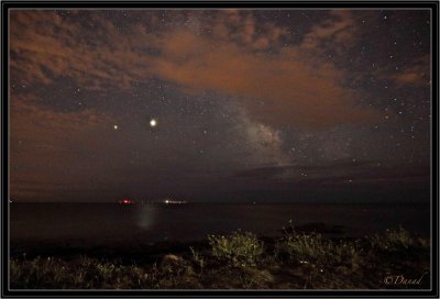 Saturne, Jupiter et Voie Lacte.