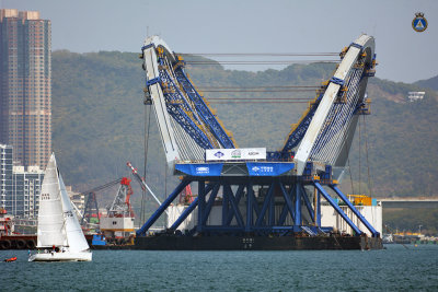 The prefabricated double-arch steel bridge for the Cross Bay Link, Tseung Kwan O